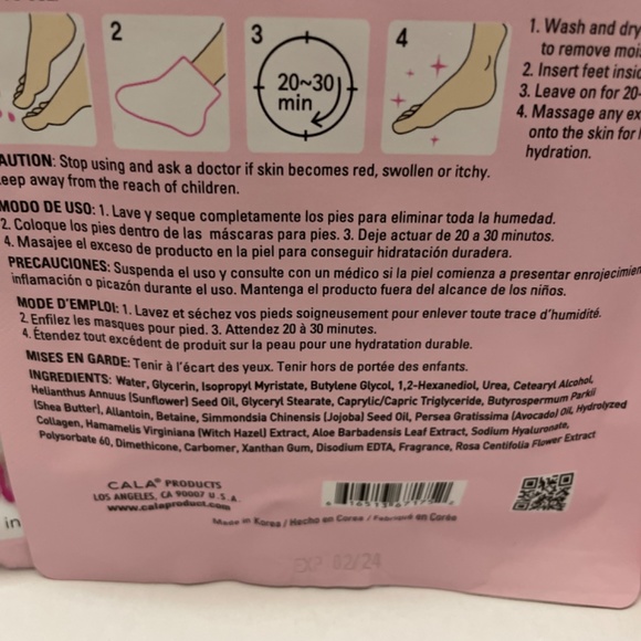 🍀 Cala 🍀 Rosewater Moisturizing Foot Mask Nourishing Hydrating 3 Pairs Korea🍀 - Picture 3 of 3
